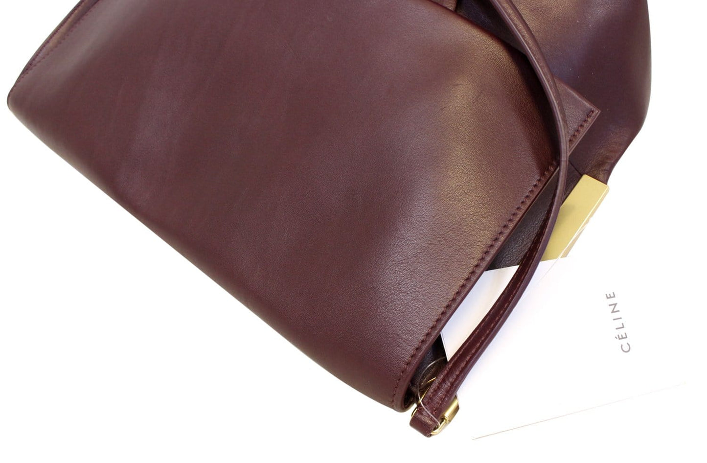 CELINE Smooth Calfskin Burgundy Flap Clasp Shoulder Bag