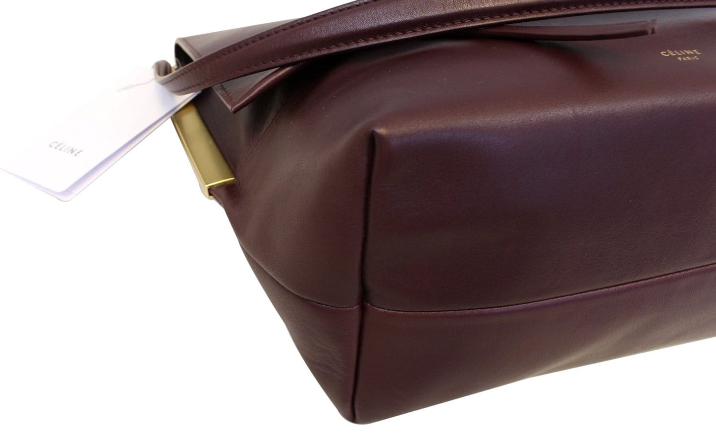 CELINE Smooth Calfskin Burgundy Flap Clasp Shoulder Bag