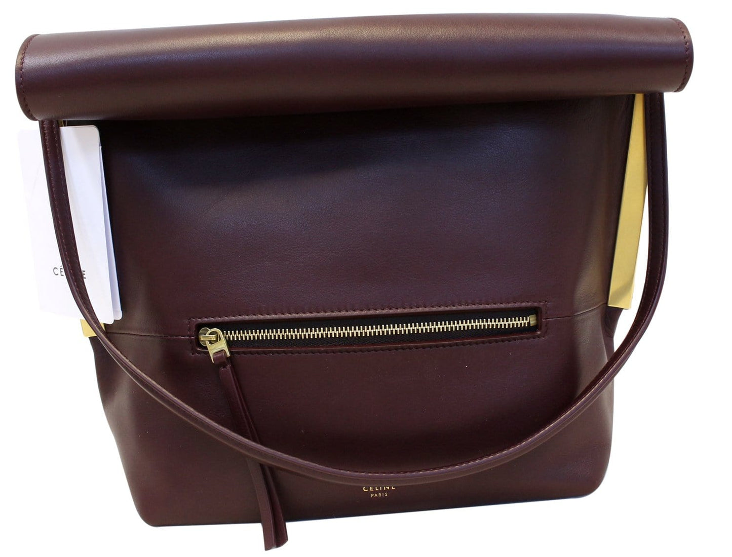 CELINE Smooth Calfskin Burgundy Flap Clasp Shoulder Bag
