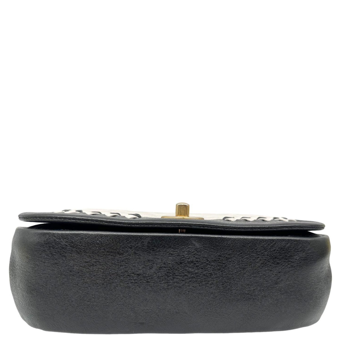 CHANEL Braided Saddle Flap Quilted Lambskin Crossbody Bag Bicolor