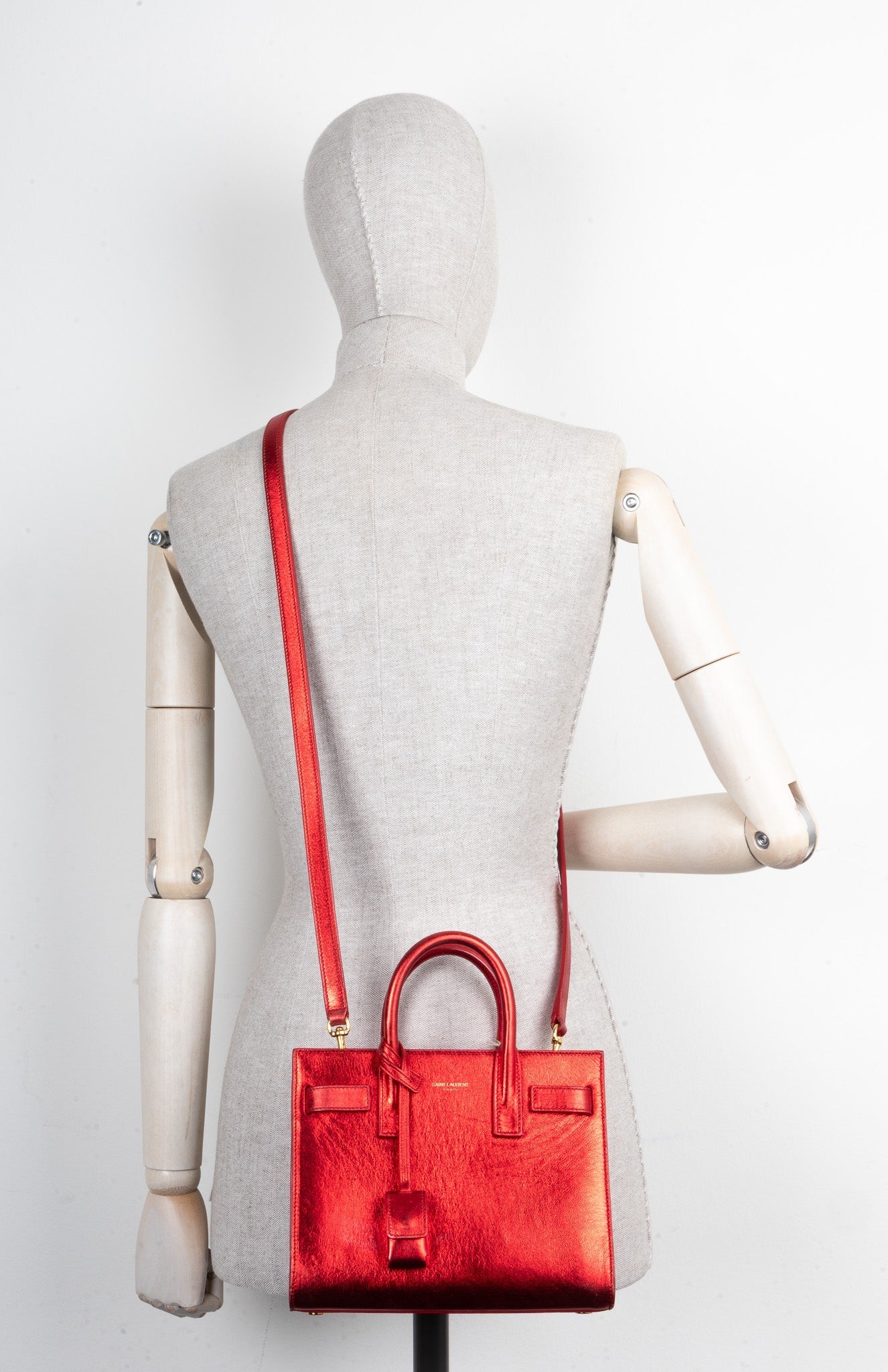 SAINT LAURENT Nano Sac De Jour Metallic Red