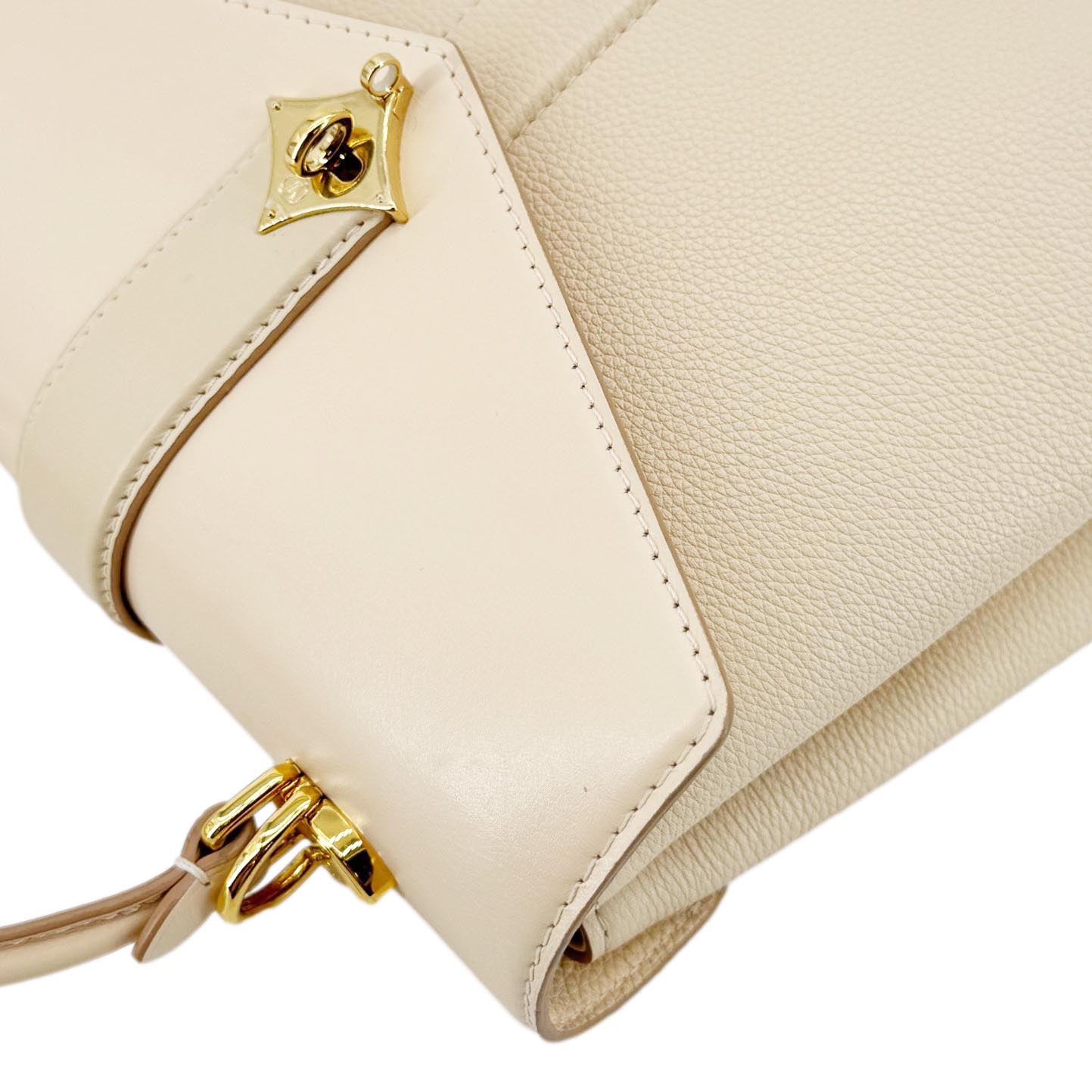 LOUIS VUITTON Rose Des Vents PM Grained Leather Top Handle Crossbody Bag Creme