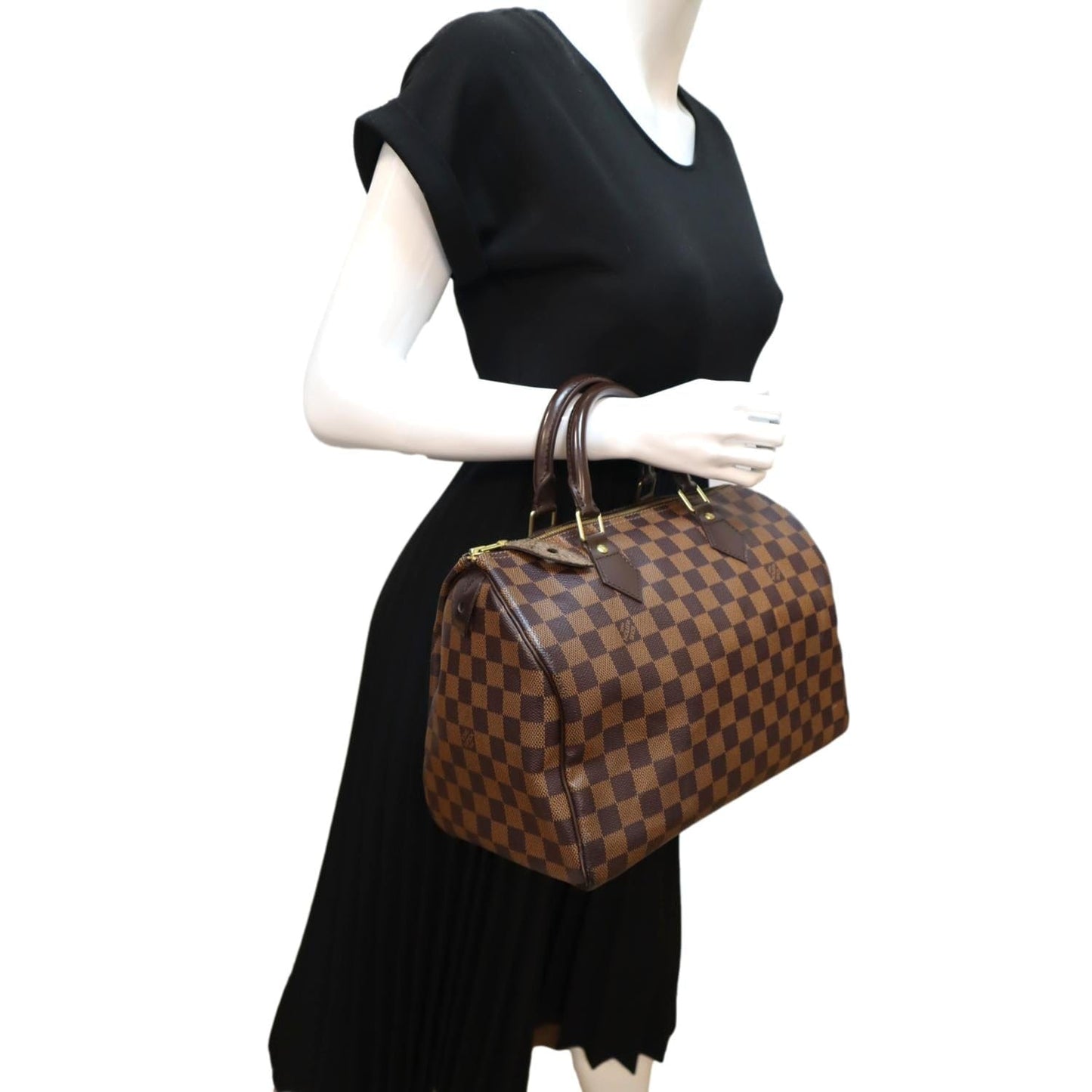 LOUIS VUITTON  30 Damier Ebene Satchel Bag Brown