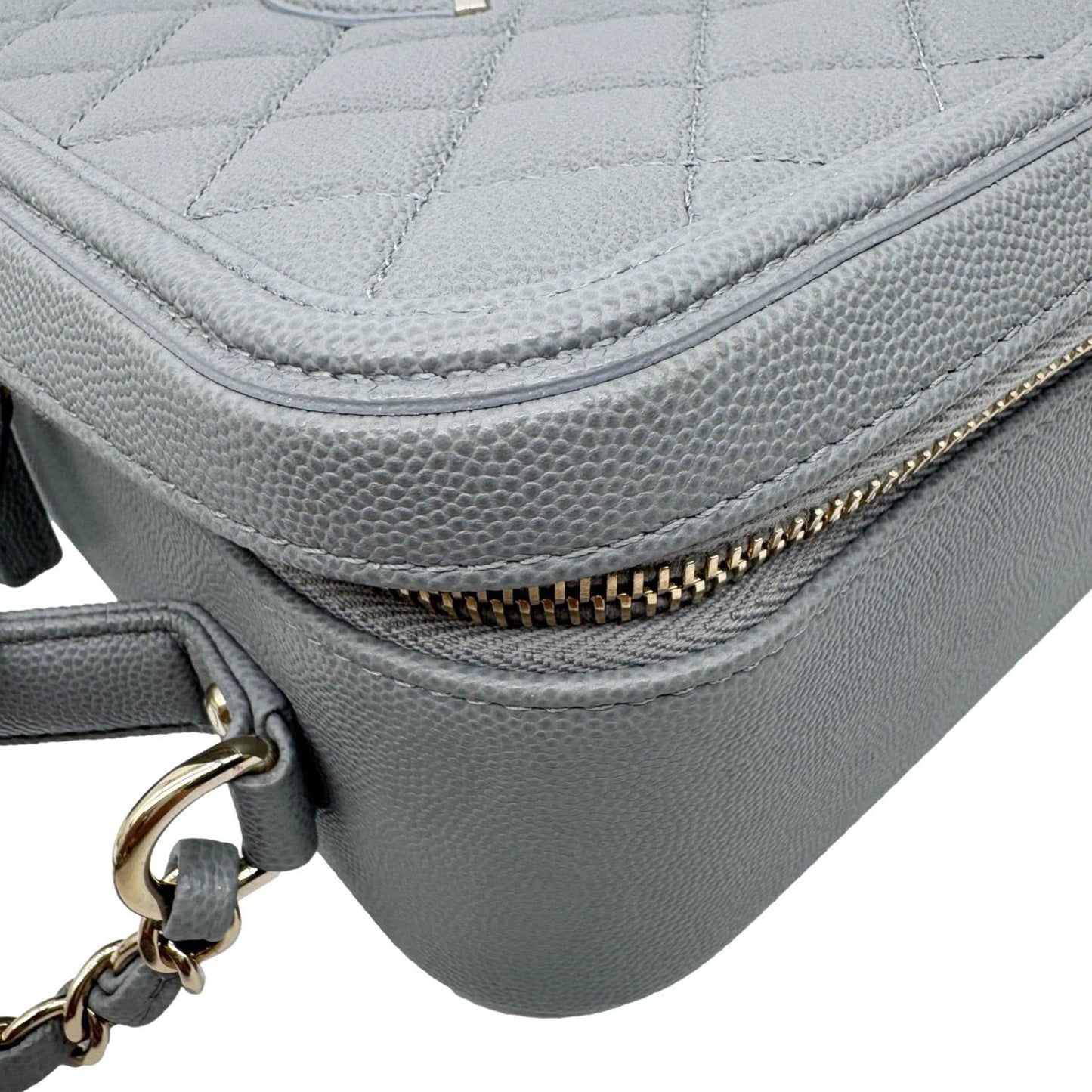 CHANEL Vanity Case Filigree CC Large Caviar Quilted Shoulder Bag Grey
