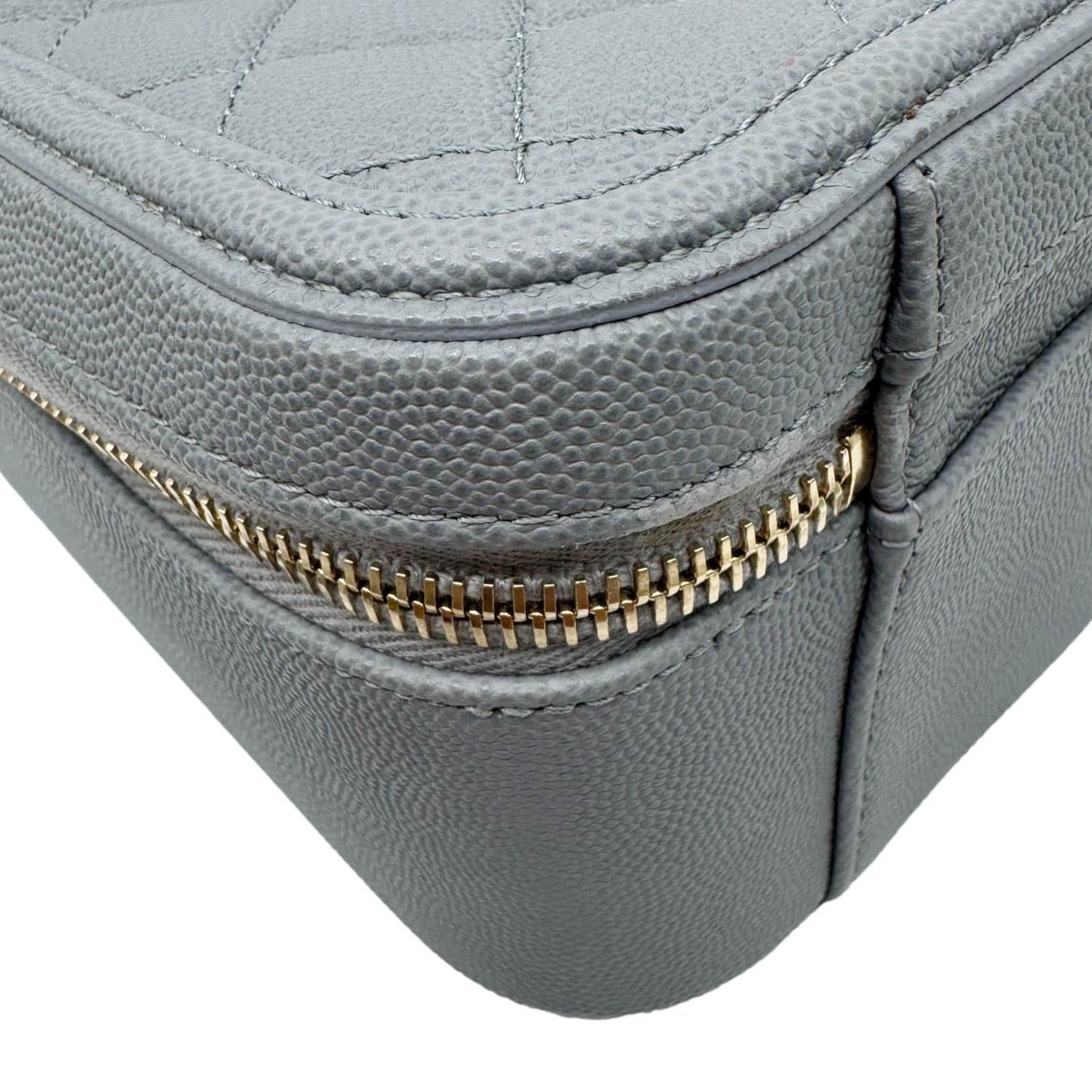 CHANEL Vanity Case Filigree CC Large Caviar Quilted Shoulder Bag Grey