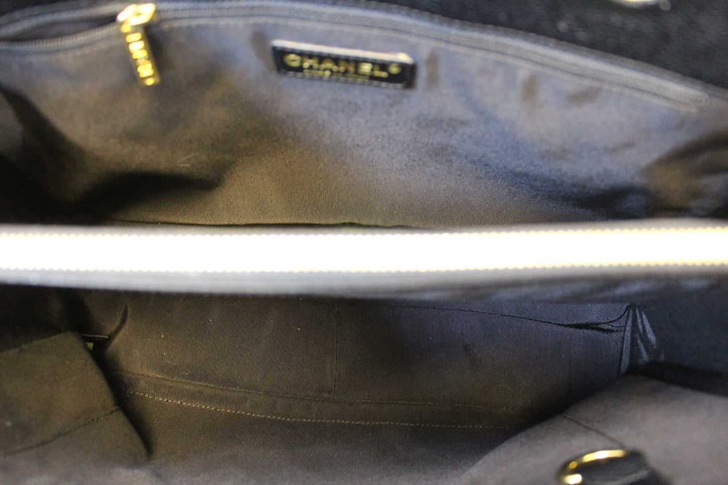 CHANEL Black Caviar Leather Grand Shopping Tote Bag