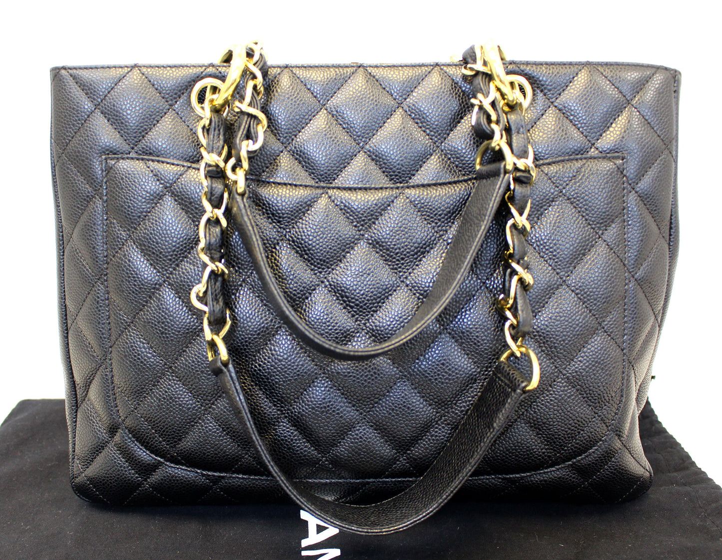 CHANEL Black Caviar Leather Grand Shopping Tote Bag