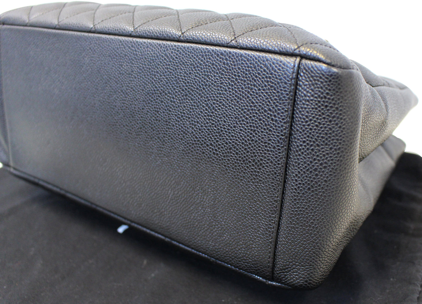 CHANEL Black Caviar Leather Grand Shopping Tote Bag