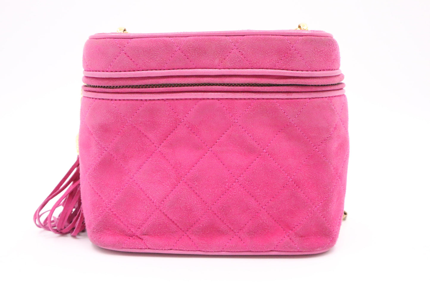 Chanel Vanity Shoulder Bag in Pink Suede