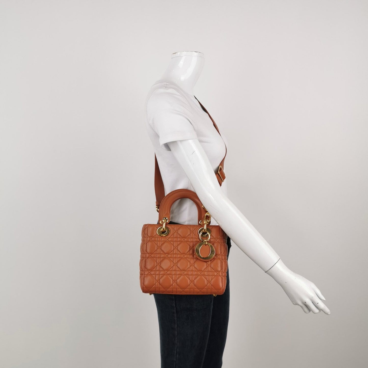 Lady Dior Small My Abcdior Orange Lambskin Cannage Leather