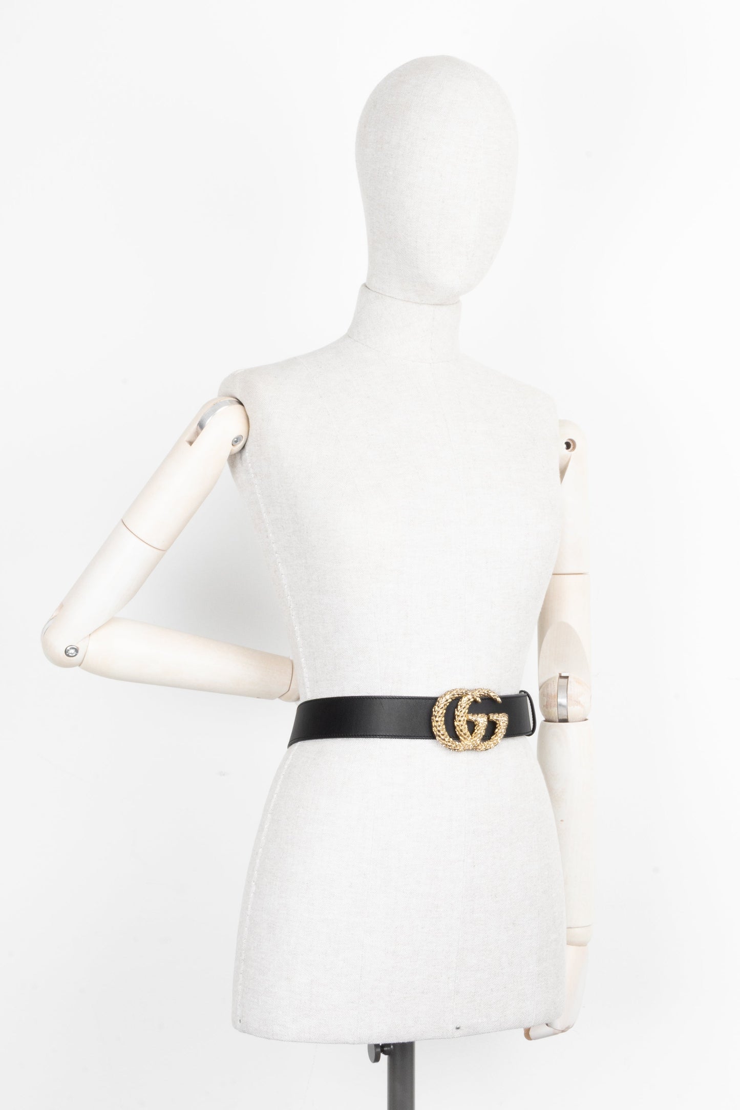 GUCCI Marmont Structured GG Belt Black