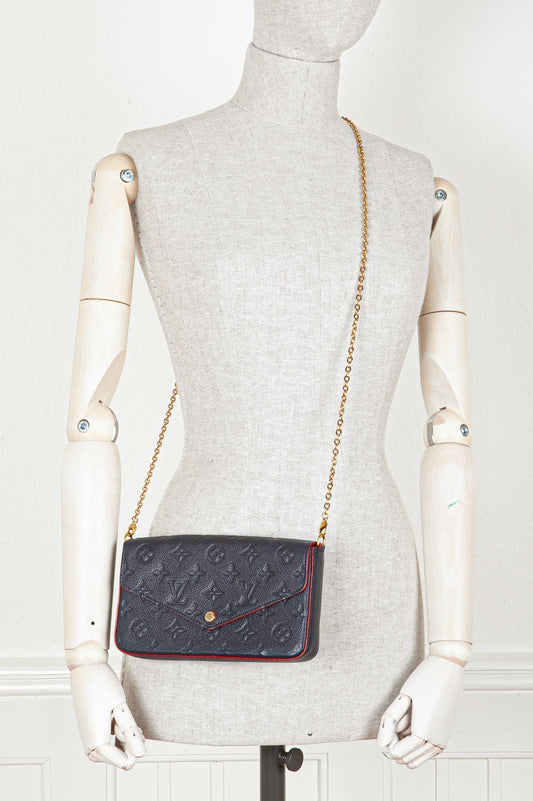 LOUIS VUITTON Felicie Pochette MNG Empreinte Navy Clutch