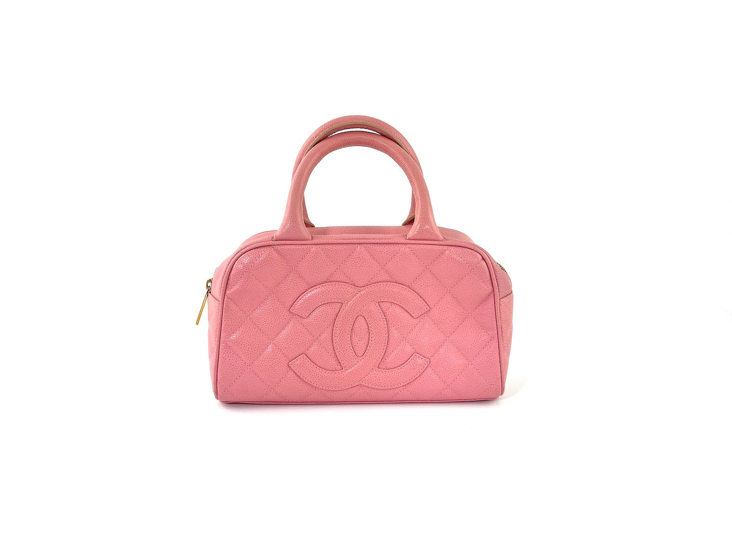 CHANEL Timeless Pink Quilted Caviar Bowler Bag