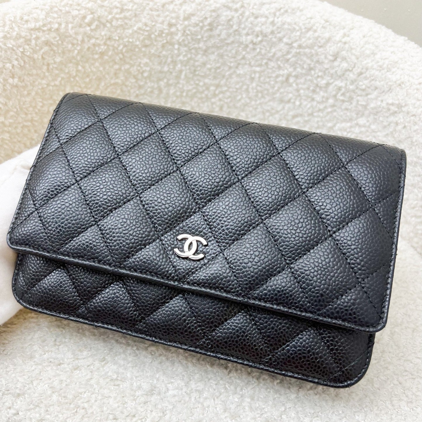 Chanel Classic Wallet on Chain WOC in Black Caviar and SHW (Model: A33814) Crossbody