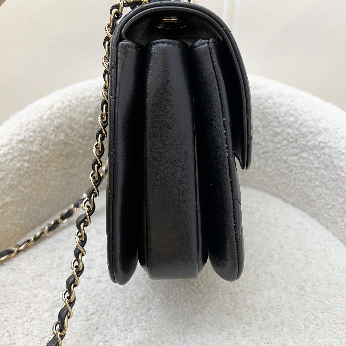 Chanel Small Trendy CC Top Handle Flap in Black Lambskin LGHW (Model: A92236) Handbag