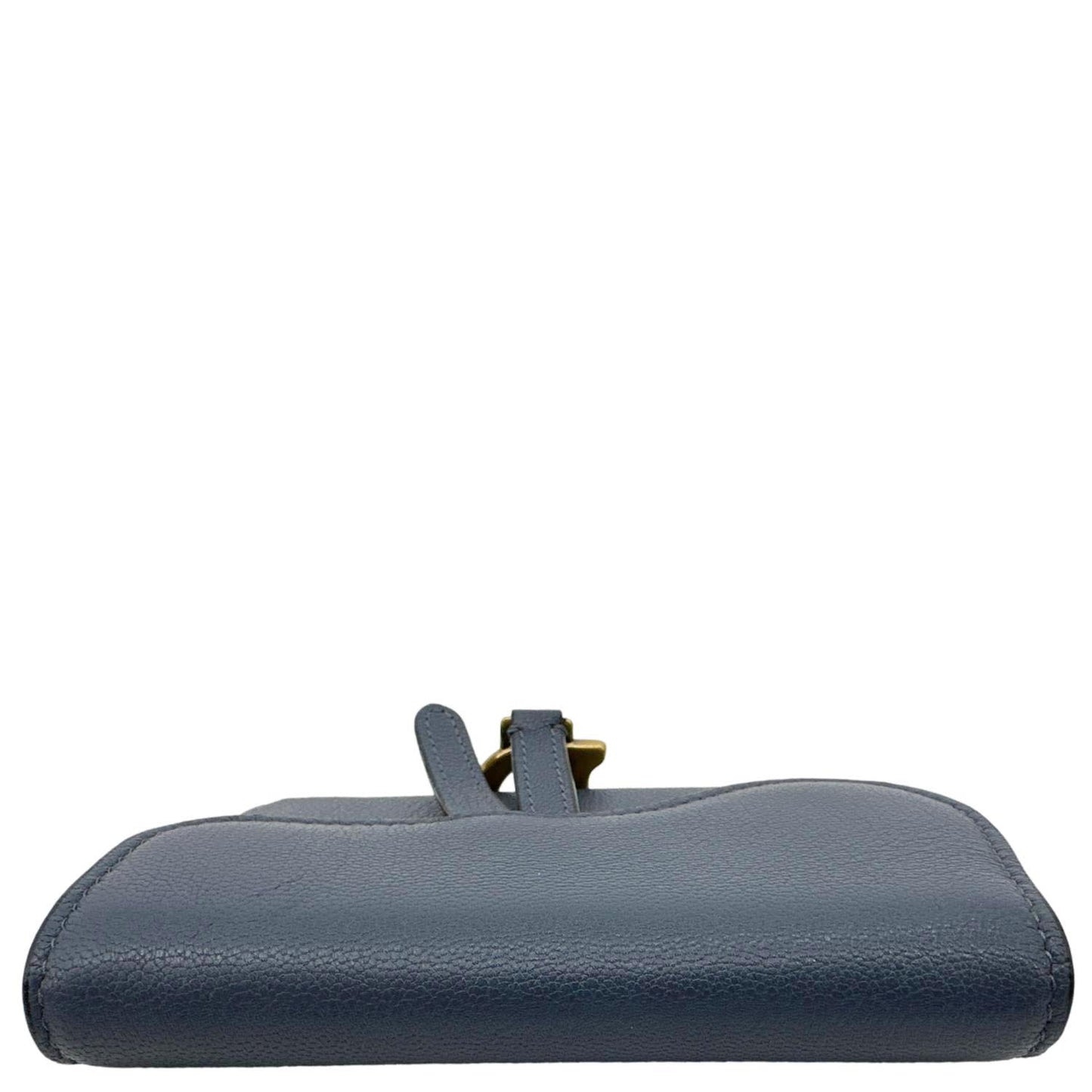 CHRISTIAN DIOR Saddle Pouch With Chain Leather Crossbody Bag Blue