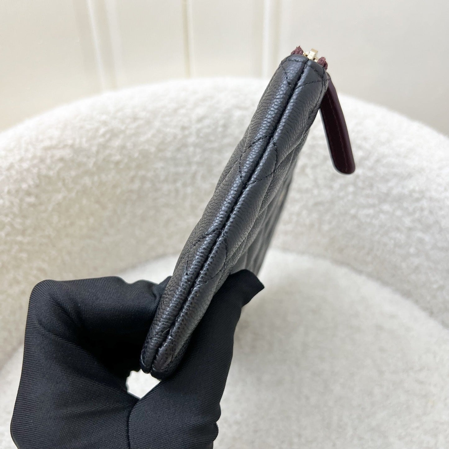 Chanel Classic Small O-Case Pouch in Black Caviar and LGHW (Model: AP4101) Clutch