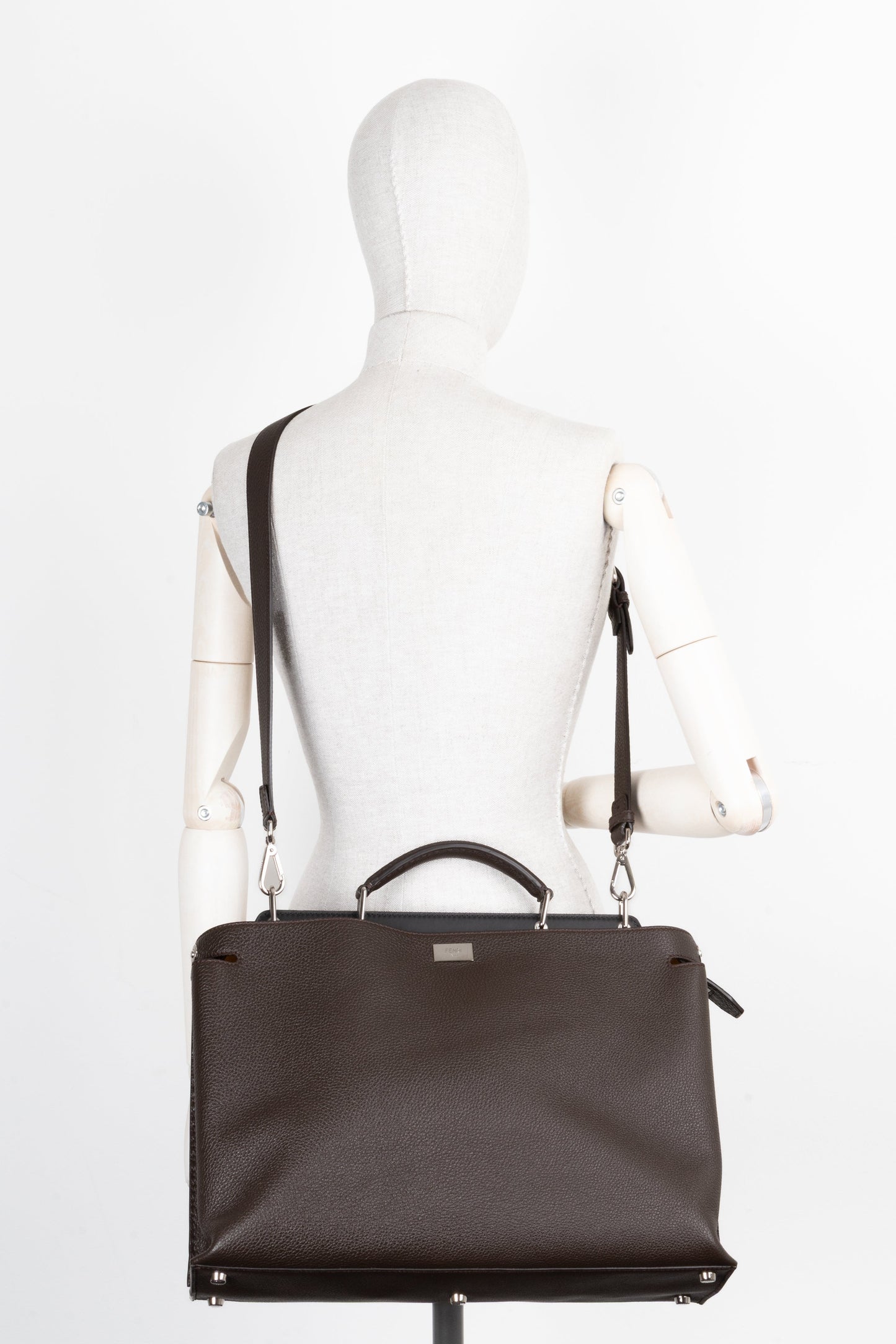 FENDI Large Peekaboo Leather Brown Zucca