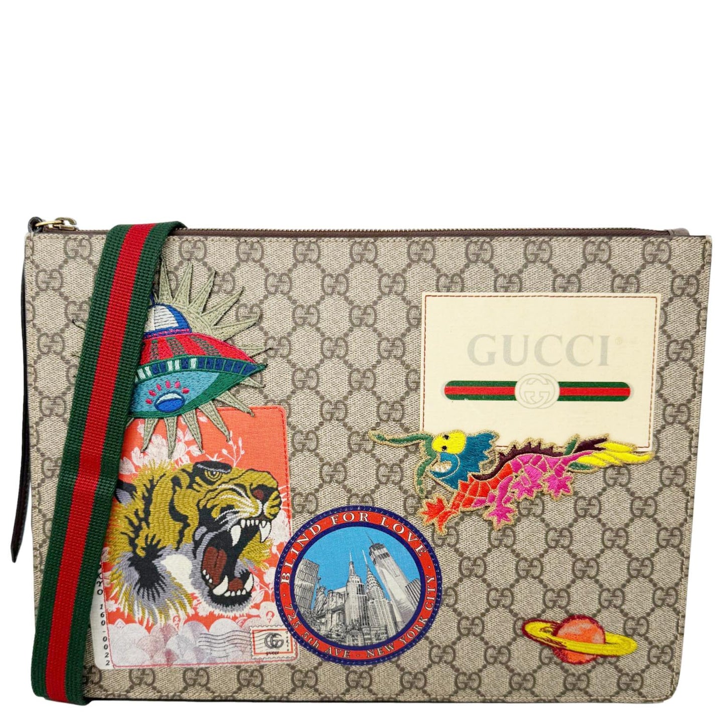 GUCCI Original Courrier Web GG Canvas Messenger Bag Beige 474083