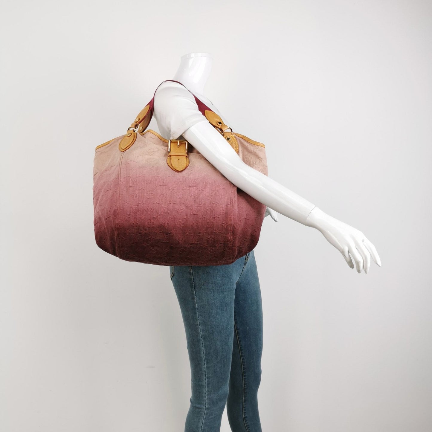 Louis Vuitton Denim Quilted Sunbeam Tote Shoulder Bag