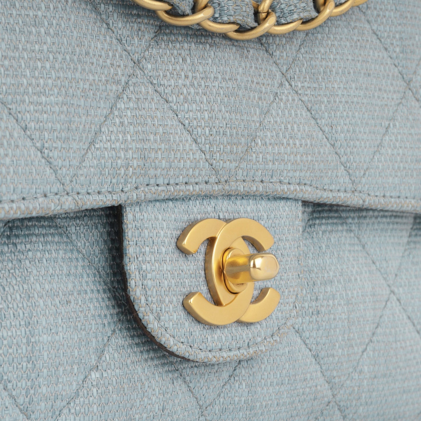 Chanel Classic Flap Bag - Blue Raffia