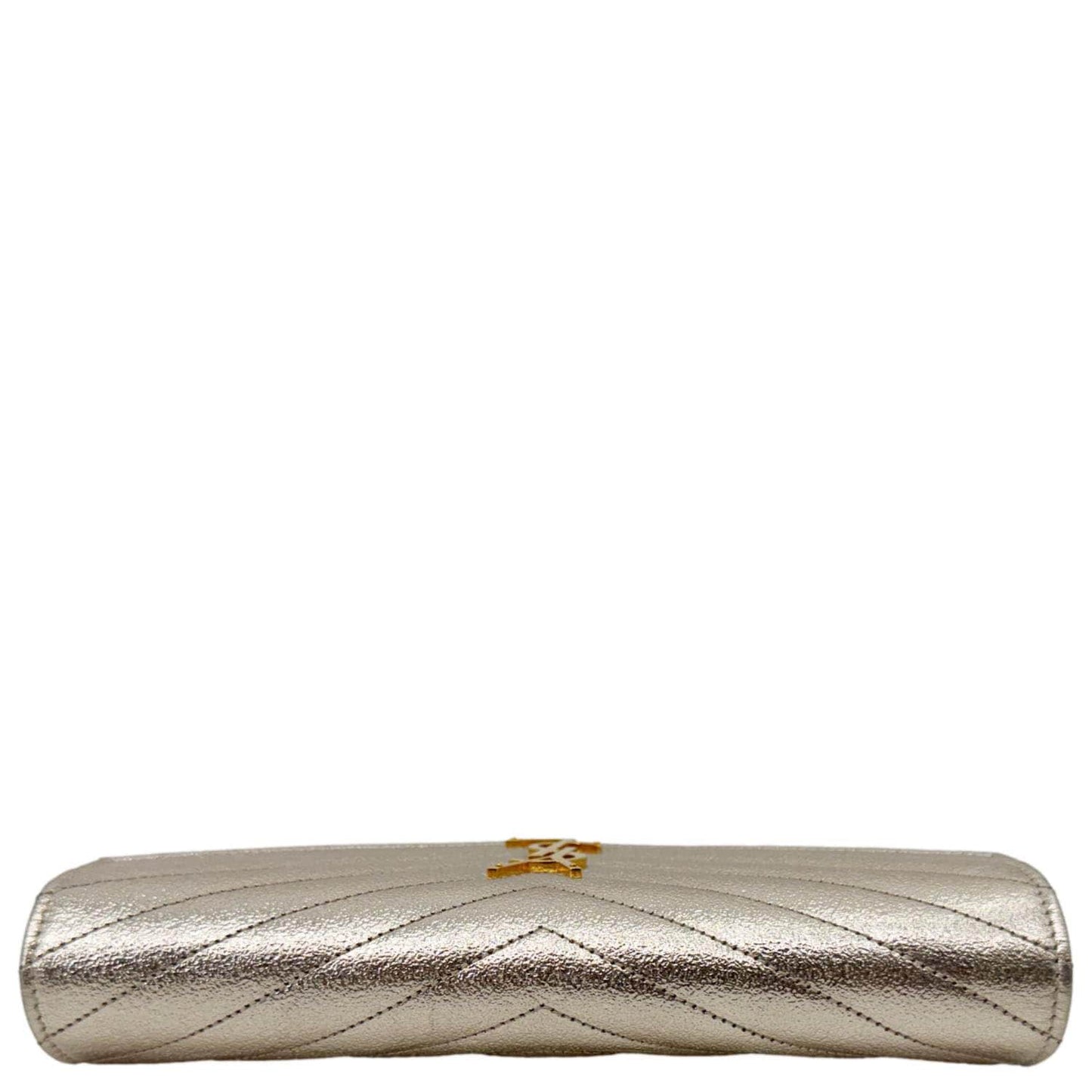 YVES SAINT LAURENT Cassandre Metallic Grain De Poudre Leather Shoulder Bag Silver