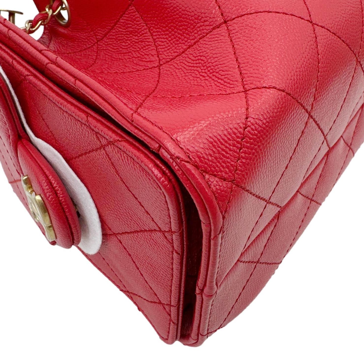 CHANEL 25 Mini Quilted Caviar Leather Hobo Bag Red