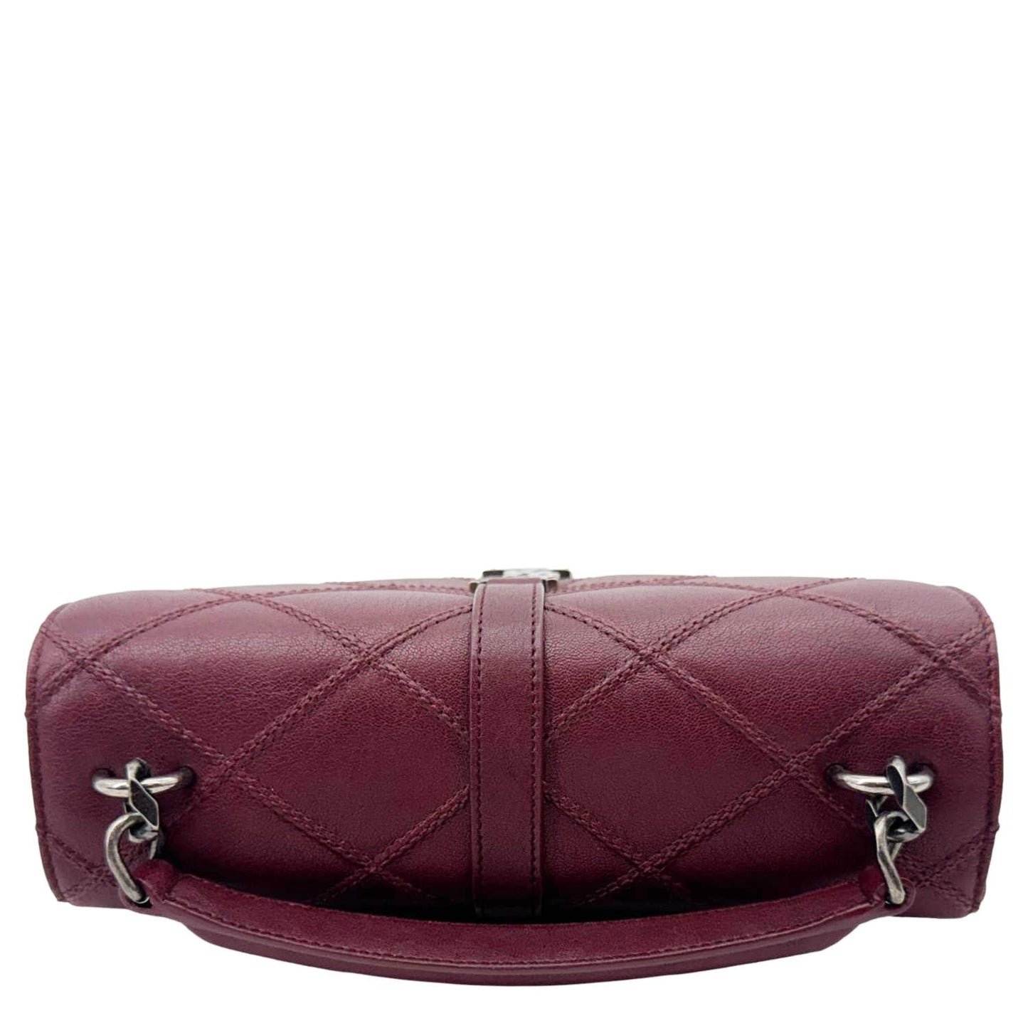 YVES SAINT LAURENT College Medium Diamond Quilted Leather Crossbody Bag Bordeaux