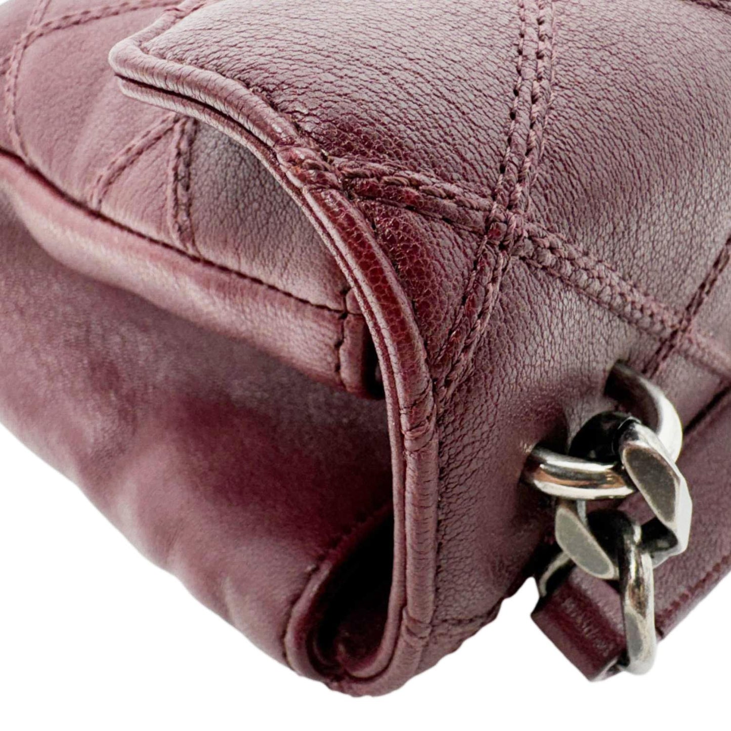 YVES SAINT LAURENT College Medium Diamond Quilted Leather Crossbody Bag Bordeaux