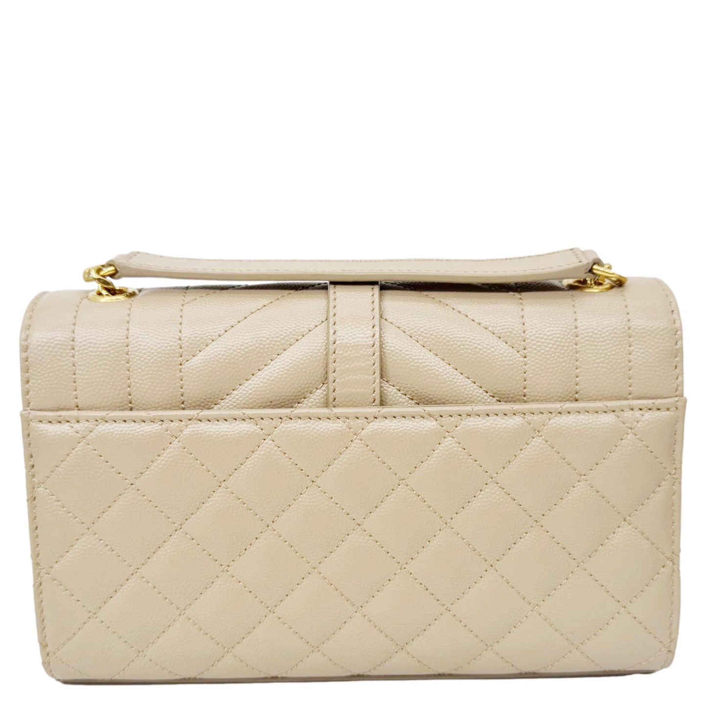 YVES SAINT LAURENT Envelope Monogram Mix Matelasse Leather Wallet on Chain Beige