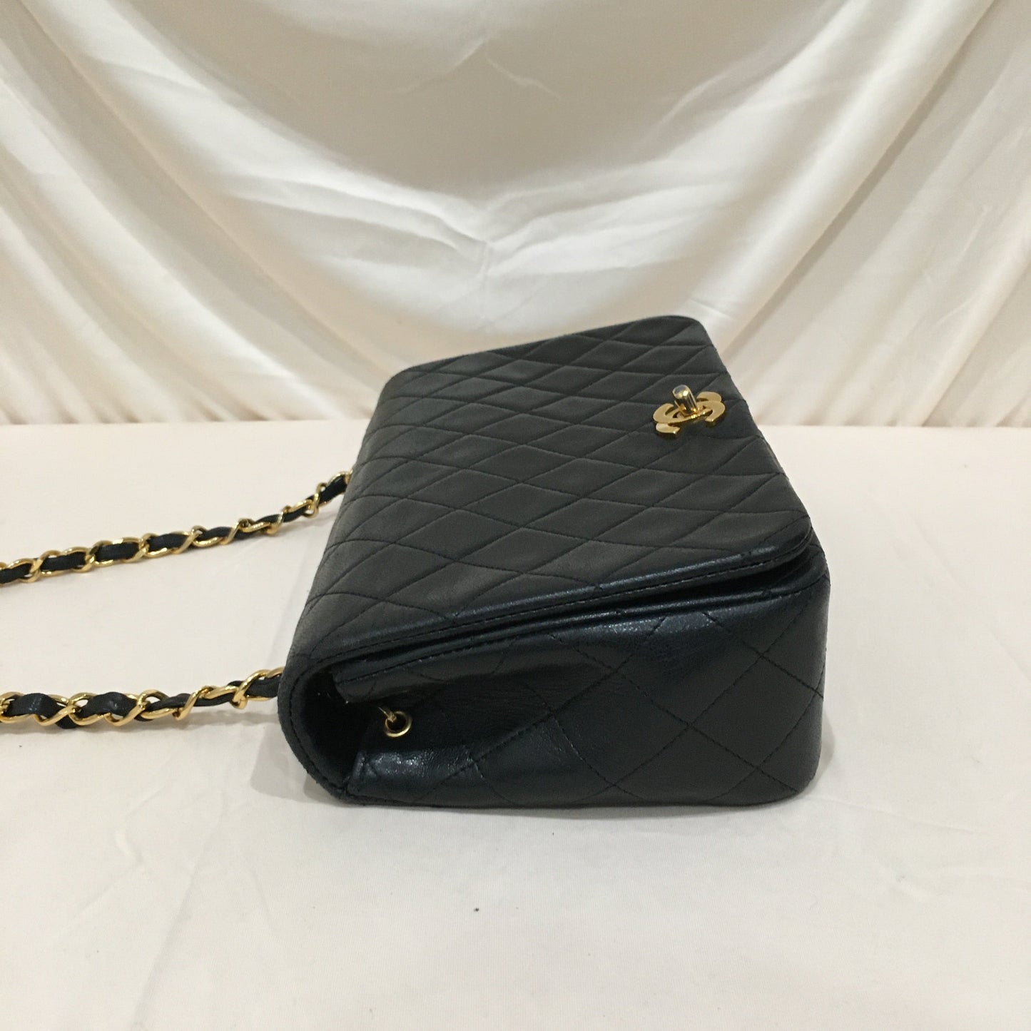 Chanel Black Leather   Single Flap Shoulder Bag Sku# 73023