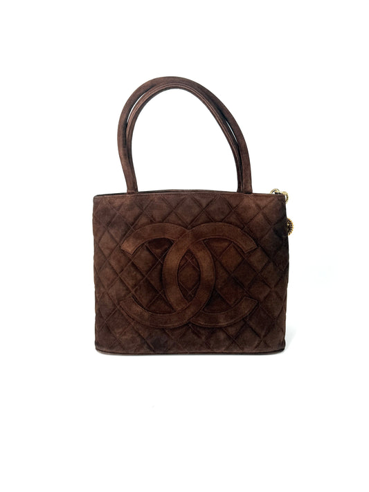 Chanel CC Timeless Medallion Suede Brown Tote