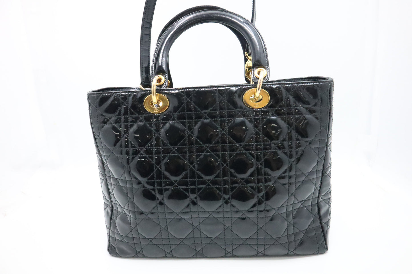 Dior Medium Lady Dior in Black Cannage Patent Leather