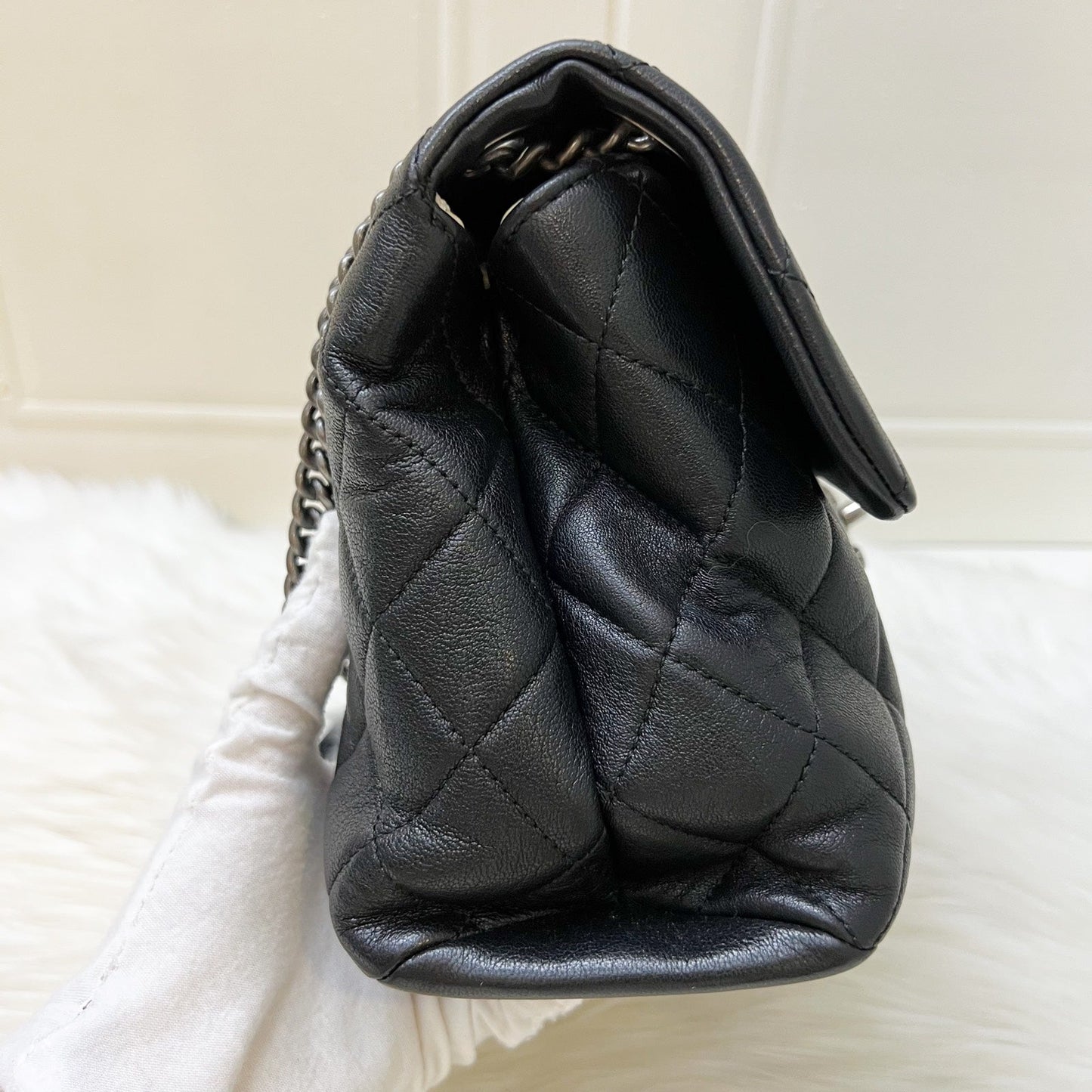 Chanel East West Quilted Flap Bag in Black Caviar and RHW