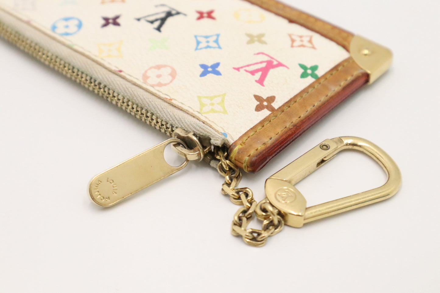Louis Vuitton Pochette Cles in White Multicolor Monogram Canvas