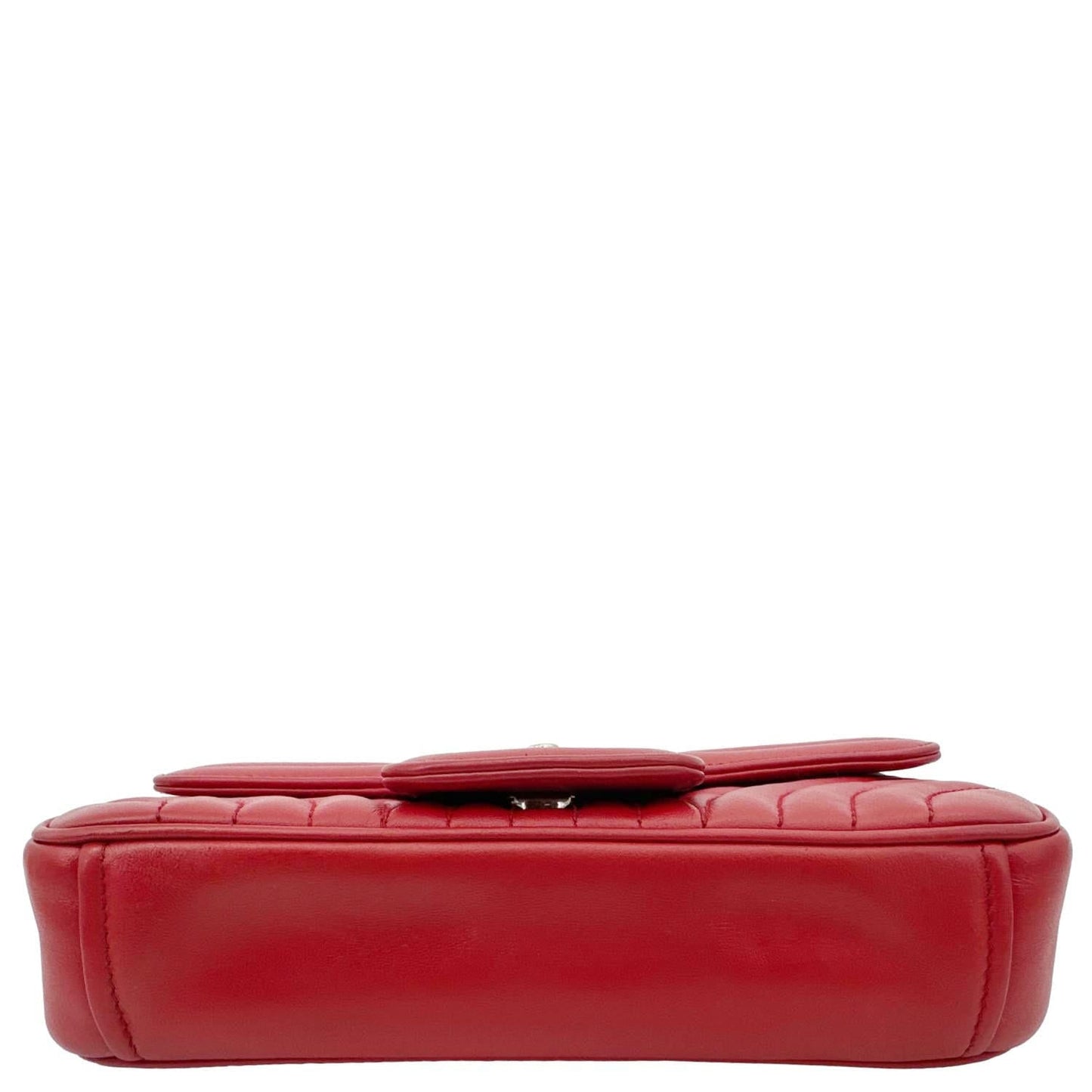 PRADA Diagramme Flap Calfskin Leather Chain Crossbody Bag Red