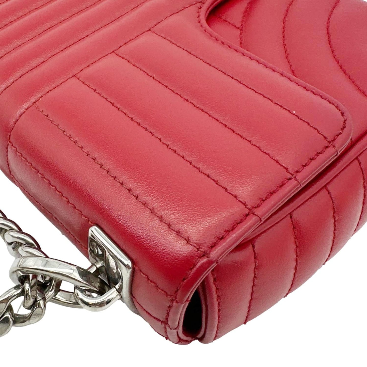 PRADA Diagramme Flap Calfskin Leather Chain Crossbody Bag Red