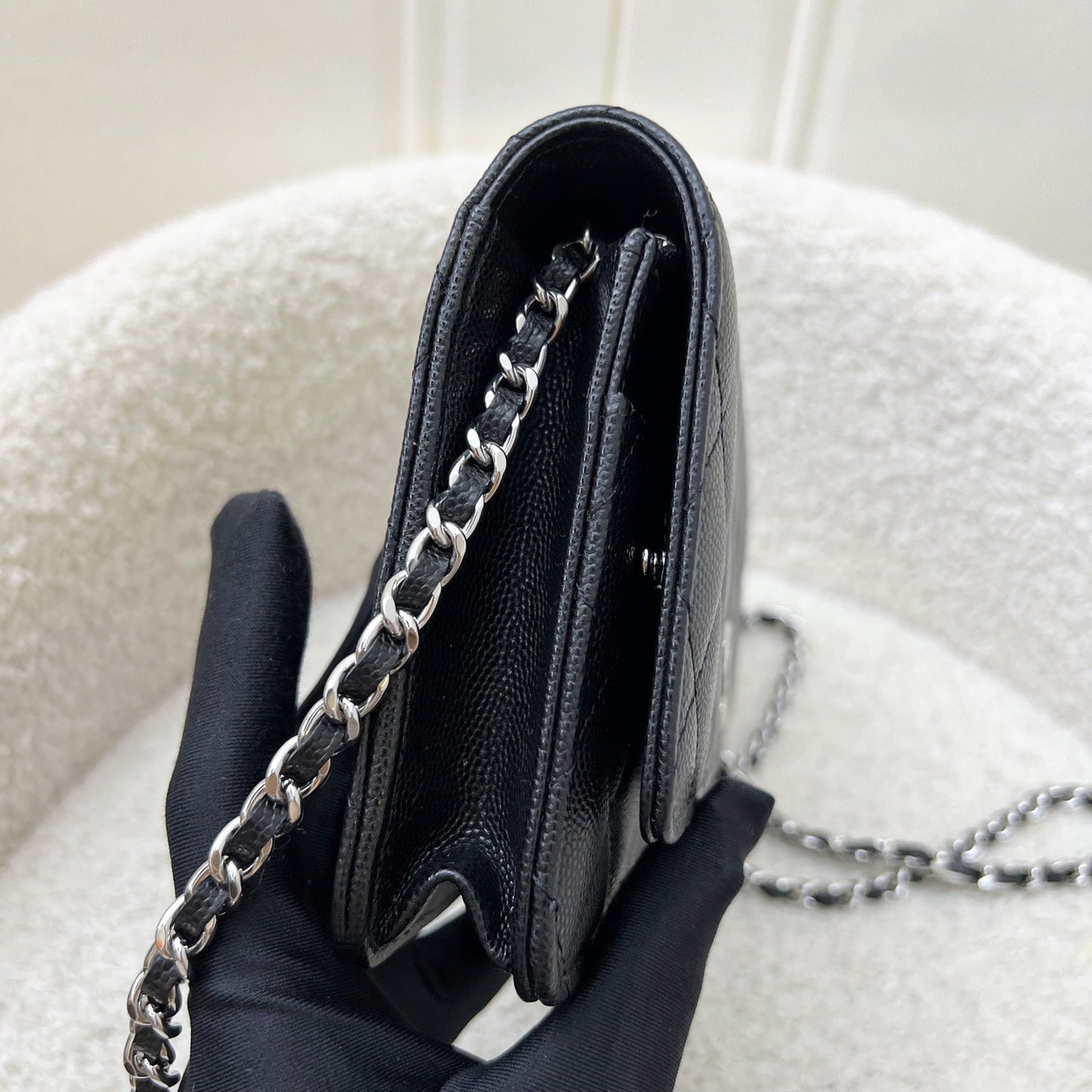 Chanel 25P Wallet on Chain WOC in Black Caviar and SHW (Model: AP3825) Crossbody