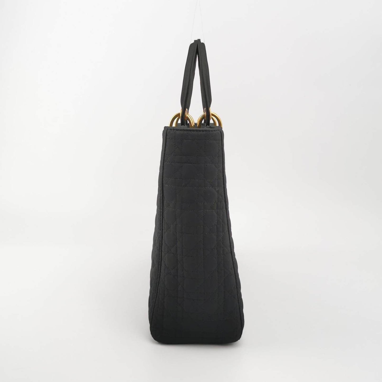 Lady Dior Vintage Large Black Cloth with Yellow Gold-tone Hardware