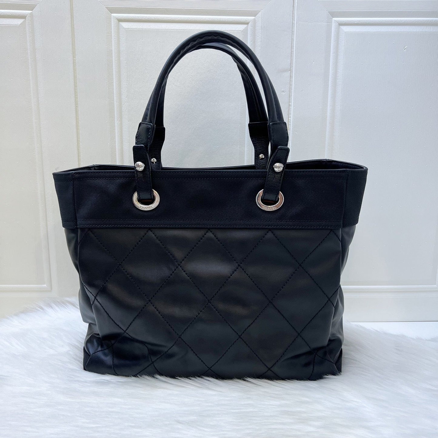 Chanel Biarritz Large Tote in Black and SHW
