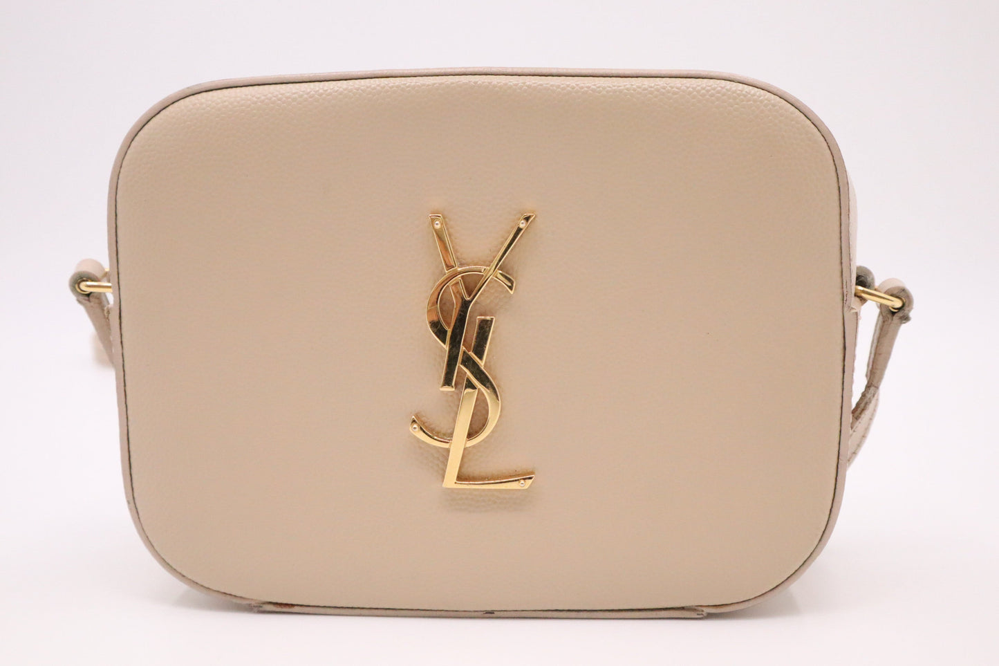 YSL Saint Laurent Crossbody Bag in Beige Pebbled Leather