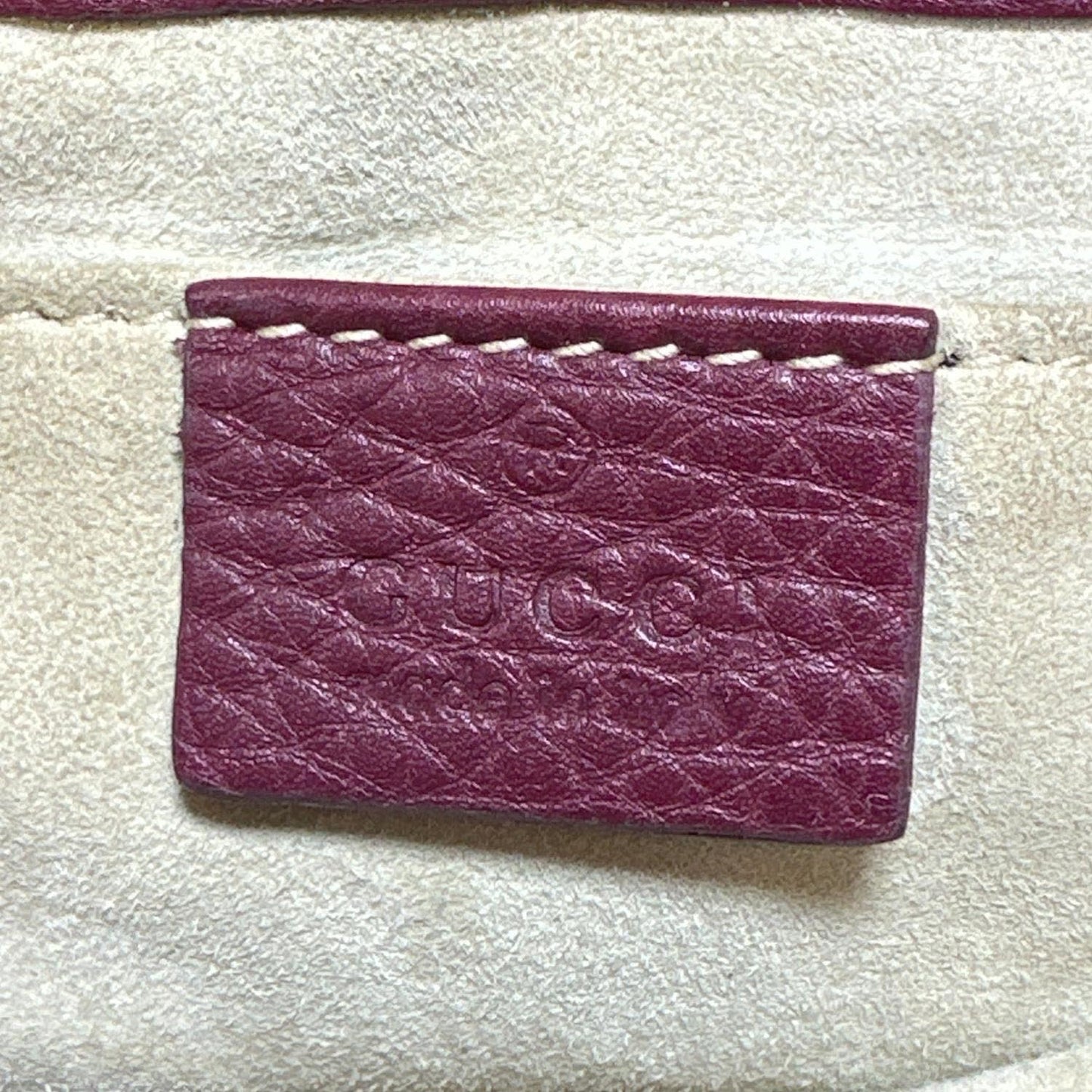 GUCCI 1973 Small Pebbled Leather Chain Crossbody Bag Burgundy 251821