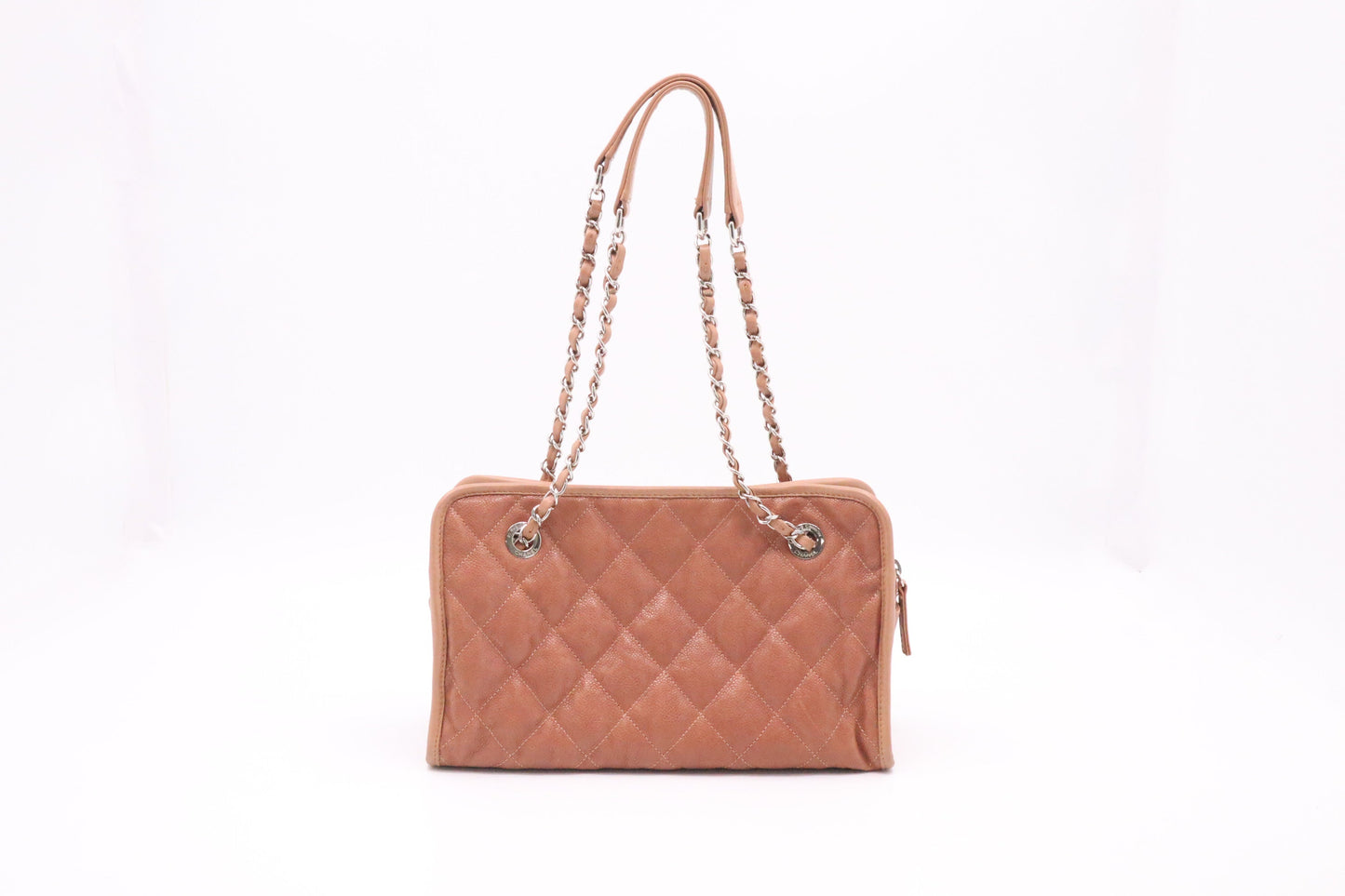Chanel French Riviera Chain Shoulder Bag in Brown Caviar Matelassé Leather