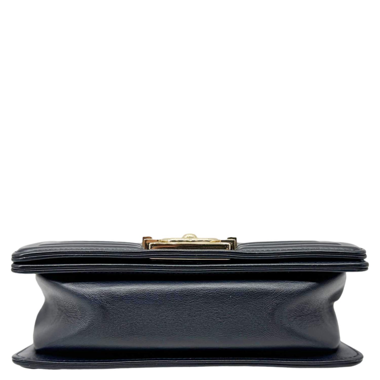 CHANEL Boy Small Braided Leather Shoulder Bag Navy Blue