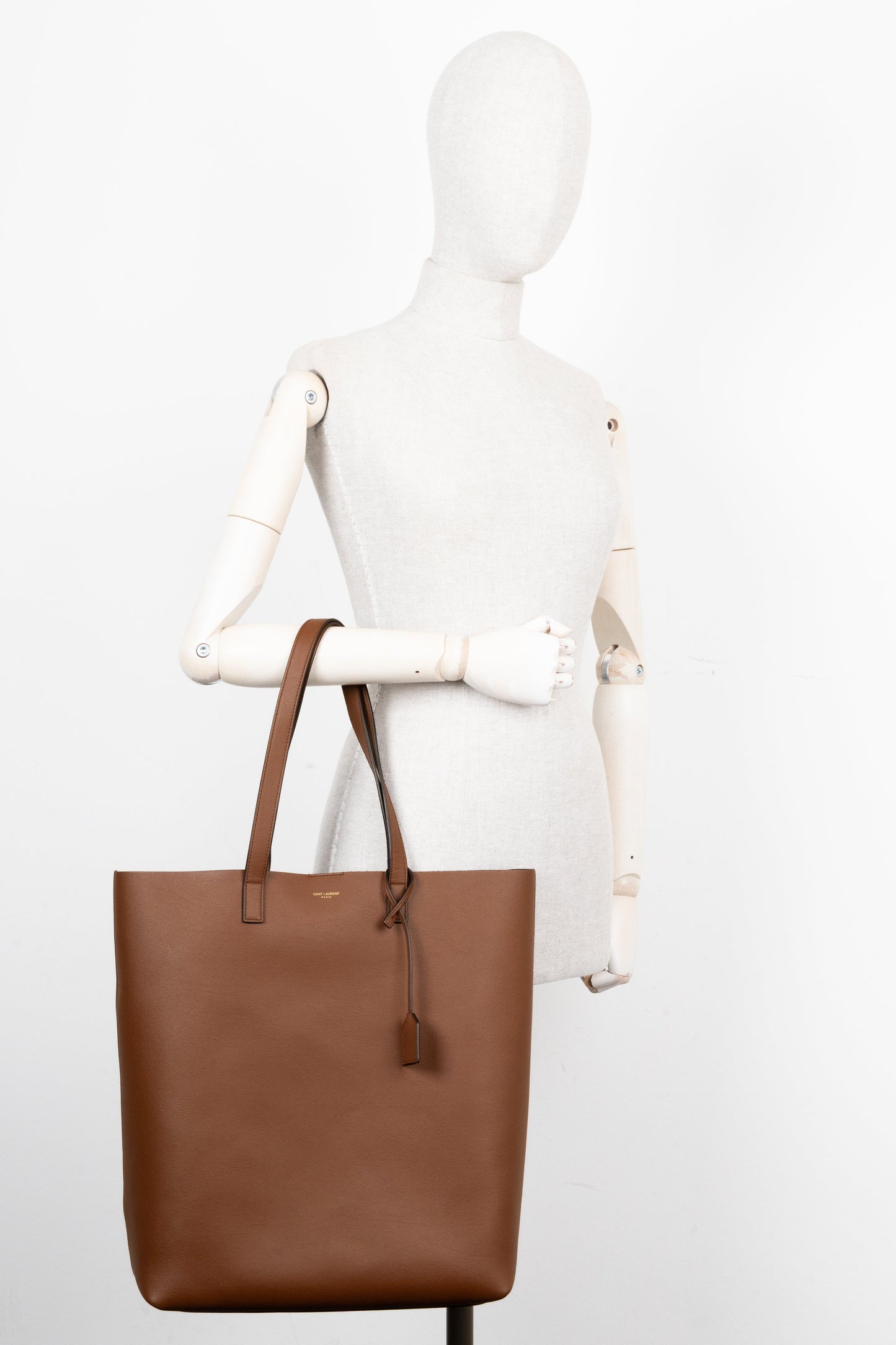 SAINT LAURENT Bold Shopping Bag Grained Leather Brown