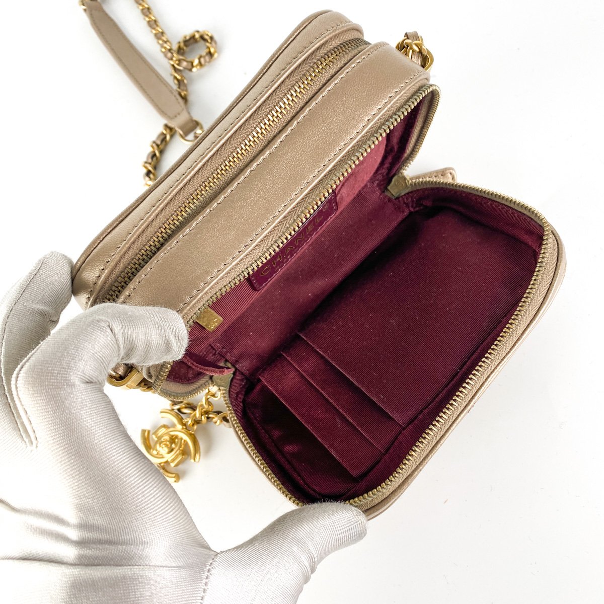 Chanel Calfskin Crossbody Bag Nude
