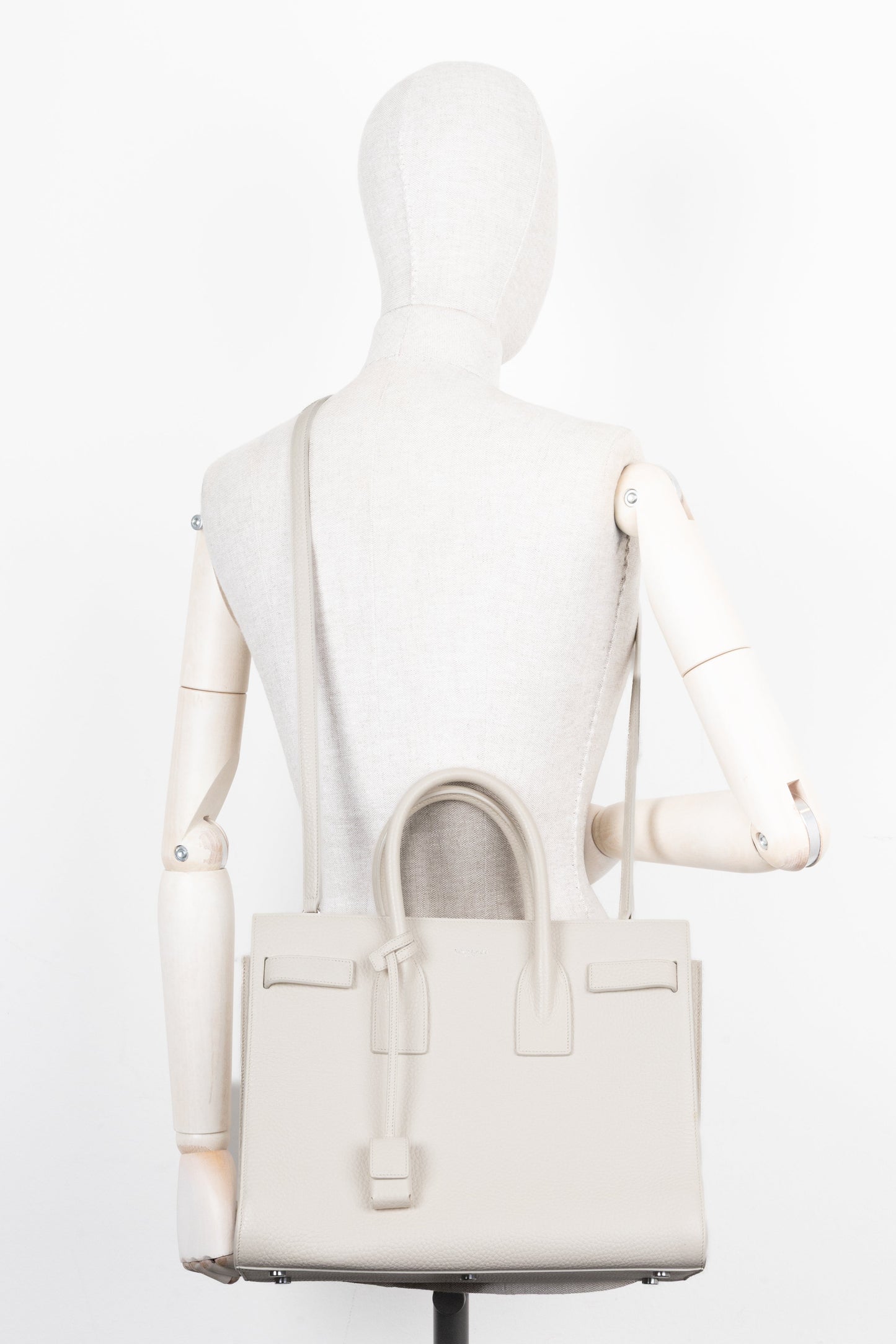 SAINT LAURENT Small Sac De Jour Bag Leather White