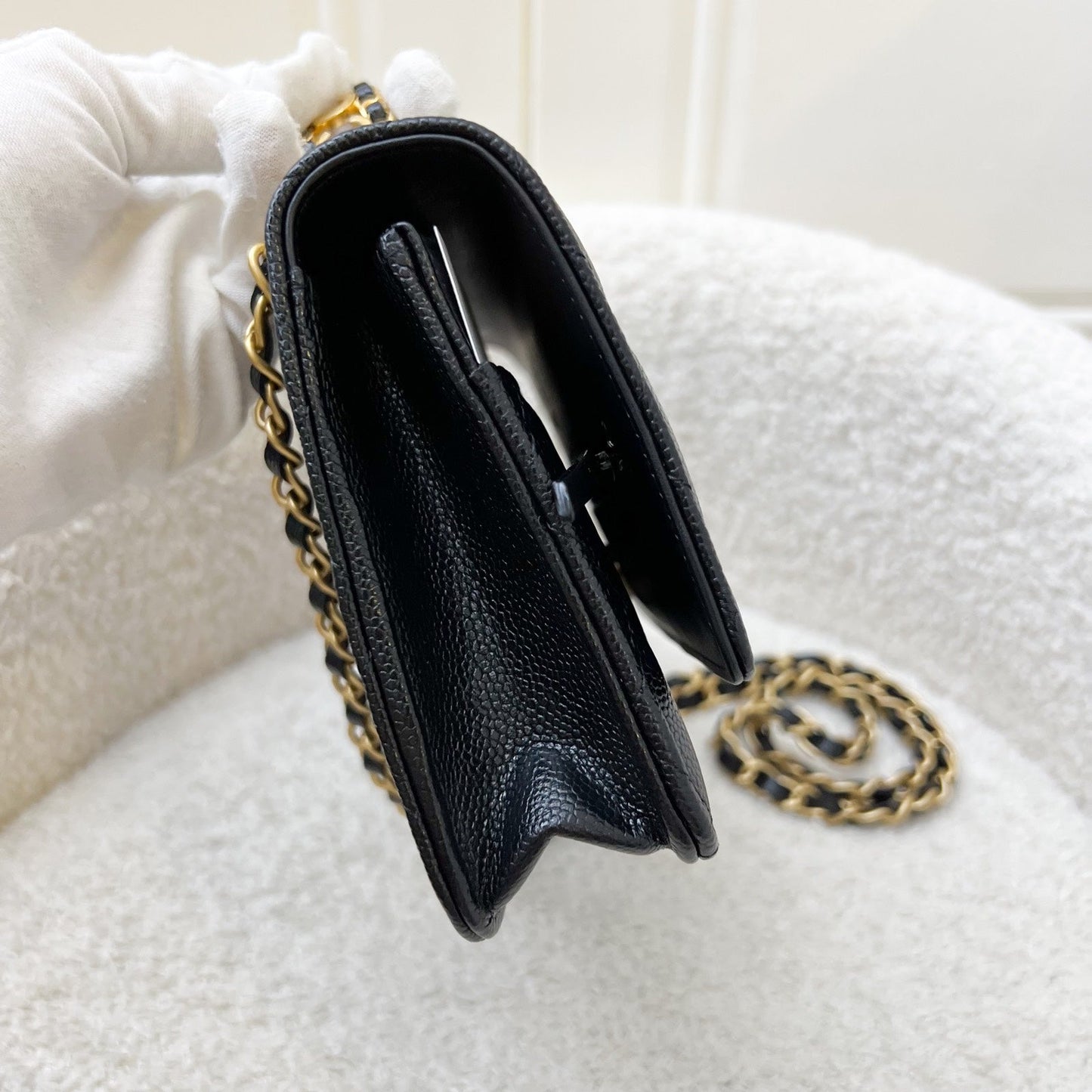 Chanel 22S "Pick Me Up" Wallet on Chain WOC in Black Caviar AGHW (Model: AP2804) Crossbody