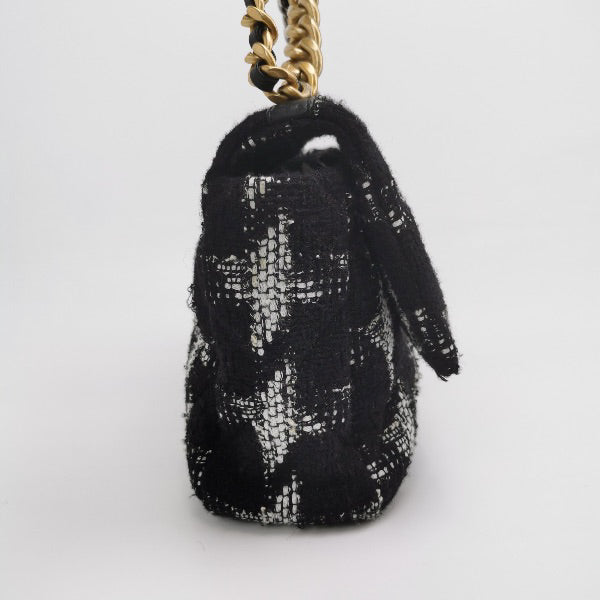 Chanel 19 Bag 2021 Medium Black White Checkered Tweed Bag
