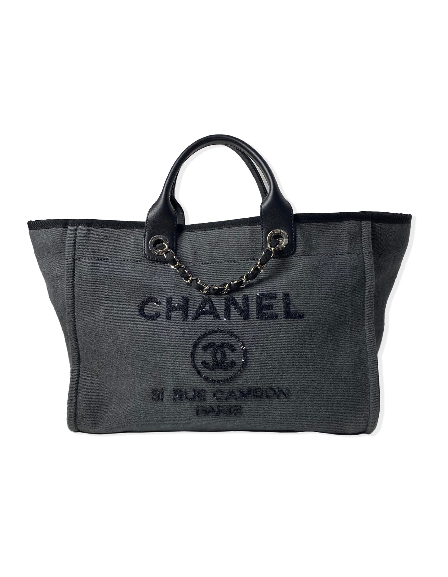 Chanel Black Large Sequins Deauville Tote Bag